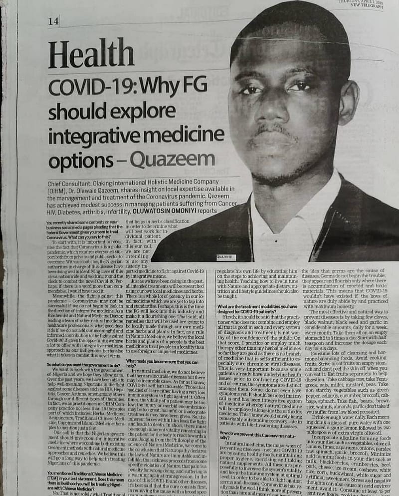 Dr Olaking Featured in a Newspaper publication 4